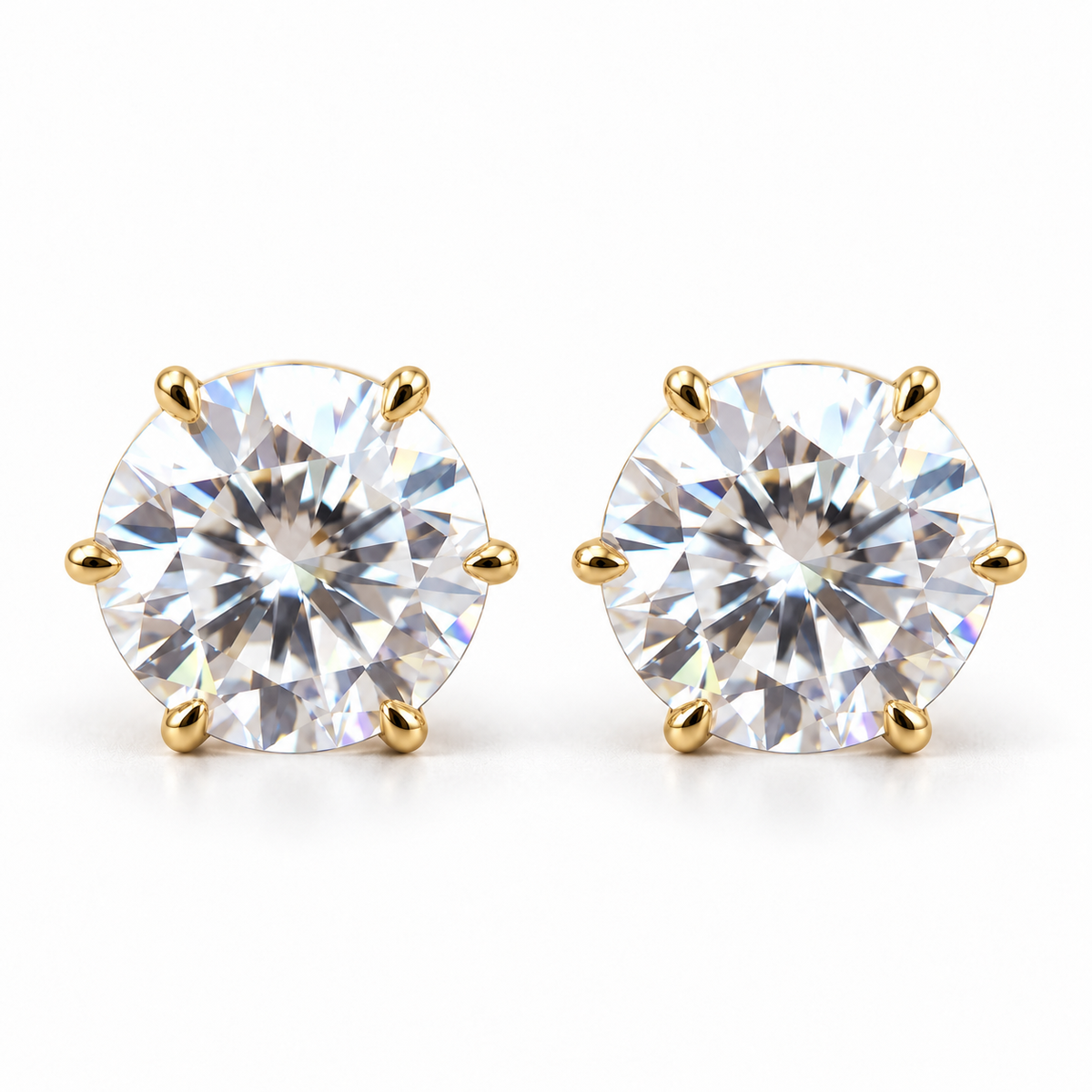 Round Brilliant Cut Moissanite Earrings