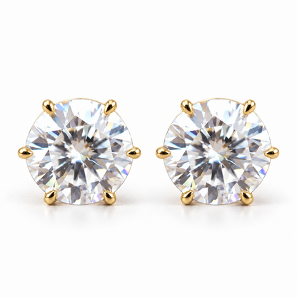 Round Brilliant Cut Moissanite Earrings