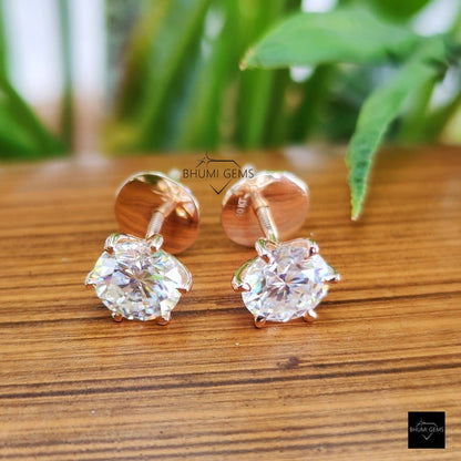 2CT Round Brilliant Cut Moissanite Earrings - view 5