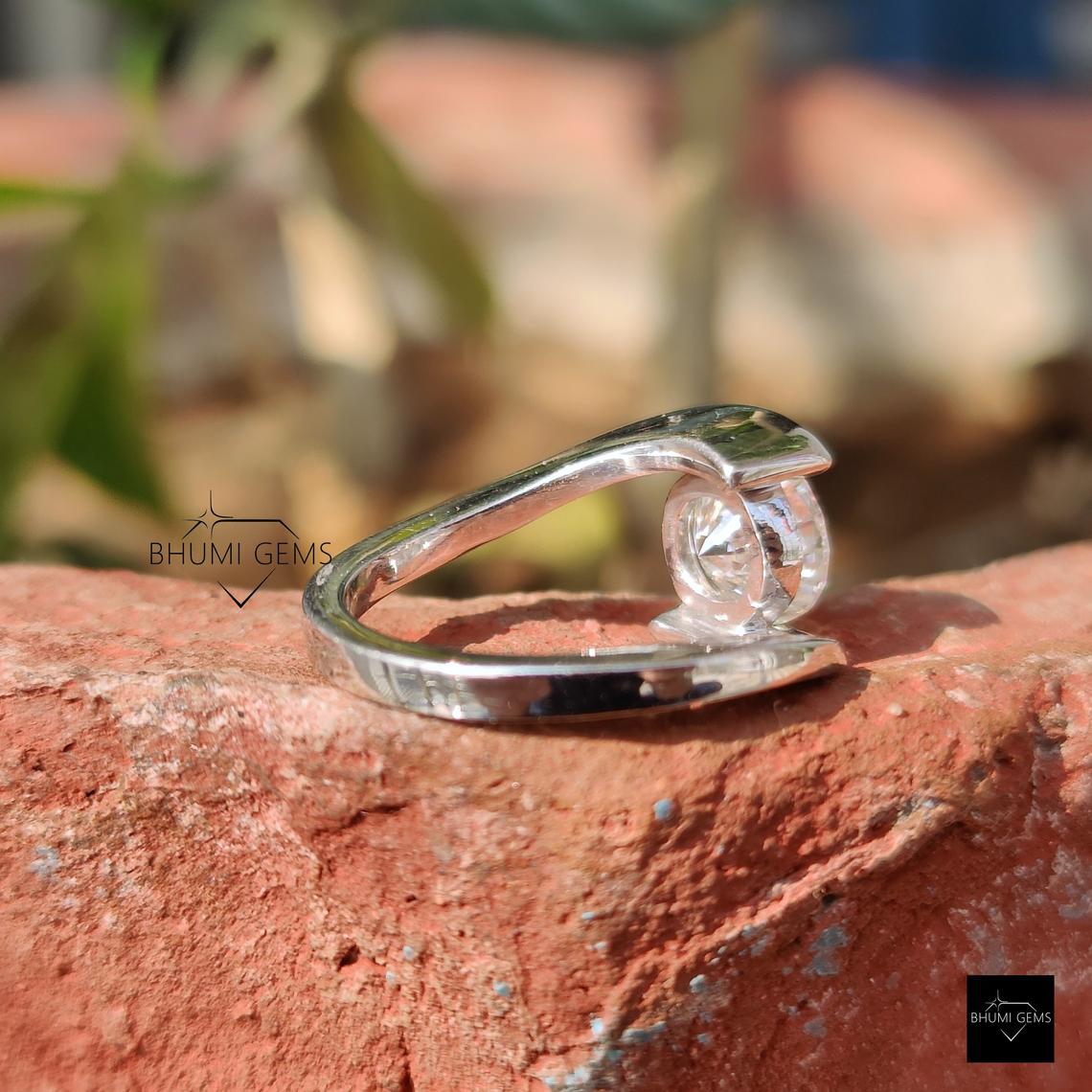 2 CT Round Moissanite Bypass Setting Solitaire Engagement Ring - view 4