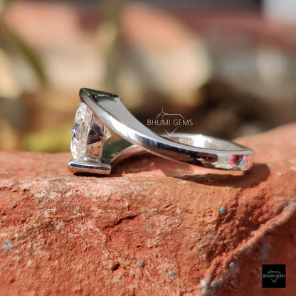 2 CT Round Moissanite Bypass Setting Solitaire Engagement Ring - view 5