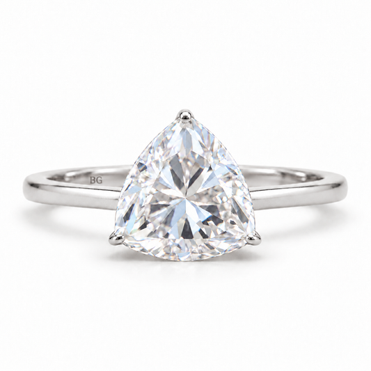 2 CT trillion cut moissanite solitaire engagement ring in white gold