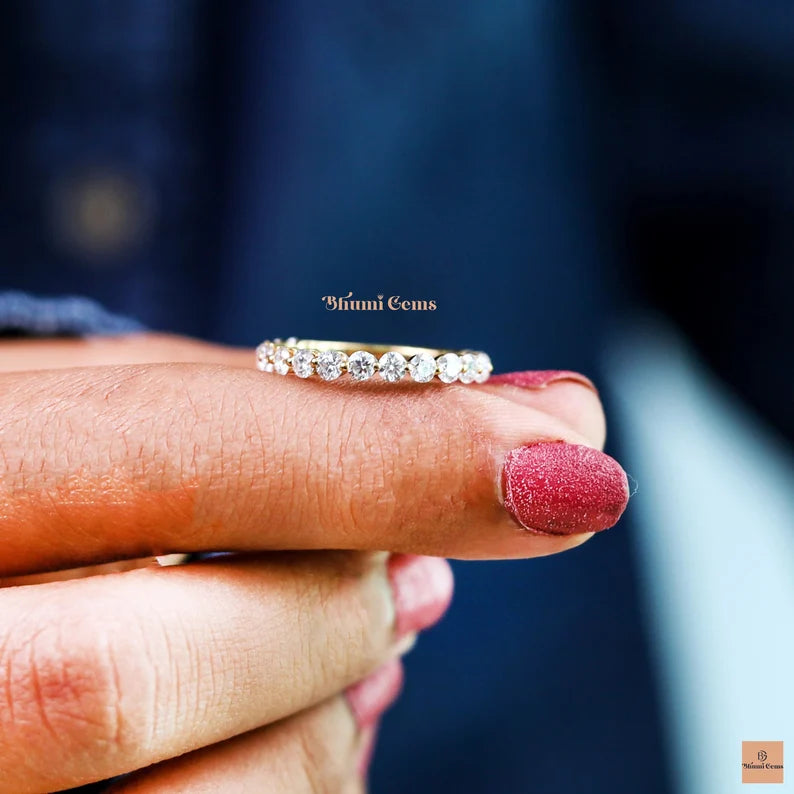 2 MM Round Colorless Moissanite Wedding Band - view 3