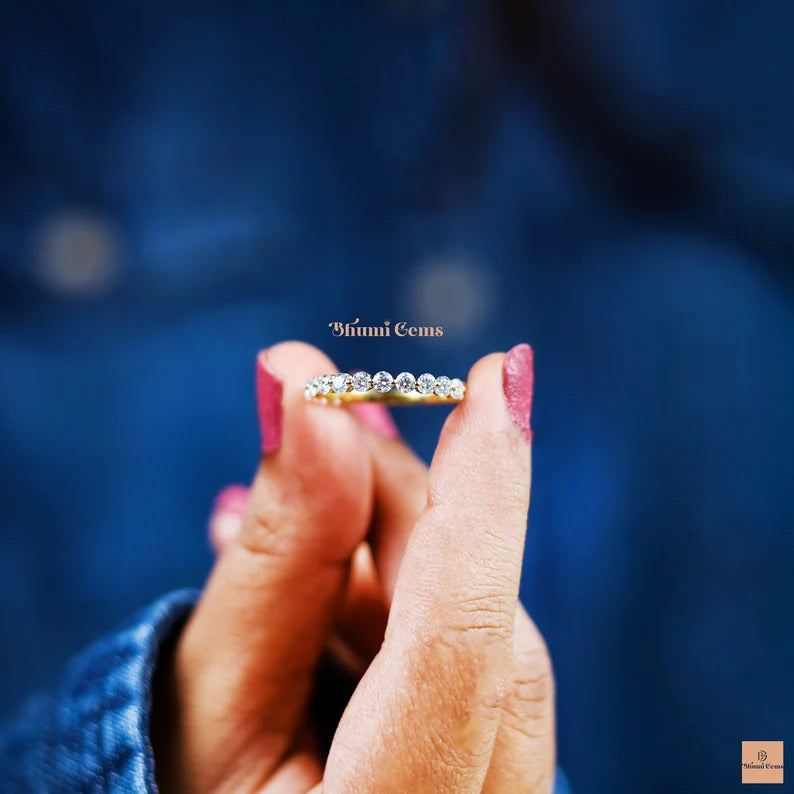2 MM Round Colorless Moissanite Wedding Band - view 2