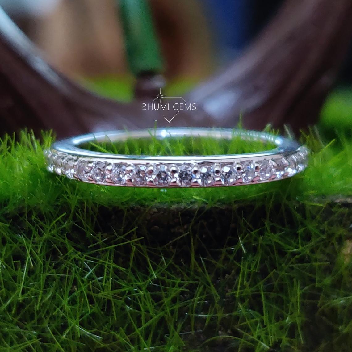 2mm Round Cut Moissanite Comfort Fit Wedding Band - view 3