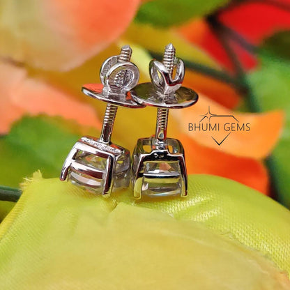 2TCW Cushion Colorless VVS1 Diamond Moissanite Earrings Wedding Stud Custom Screw Back Dangle Drop Leverback Earrings Wedding Gold Silver