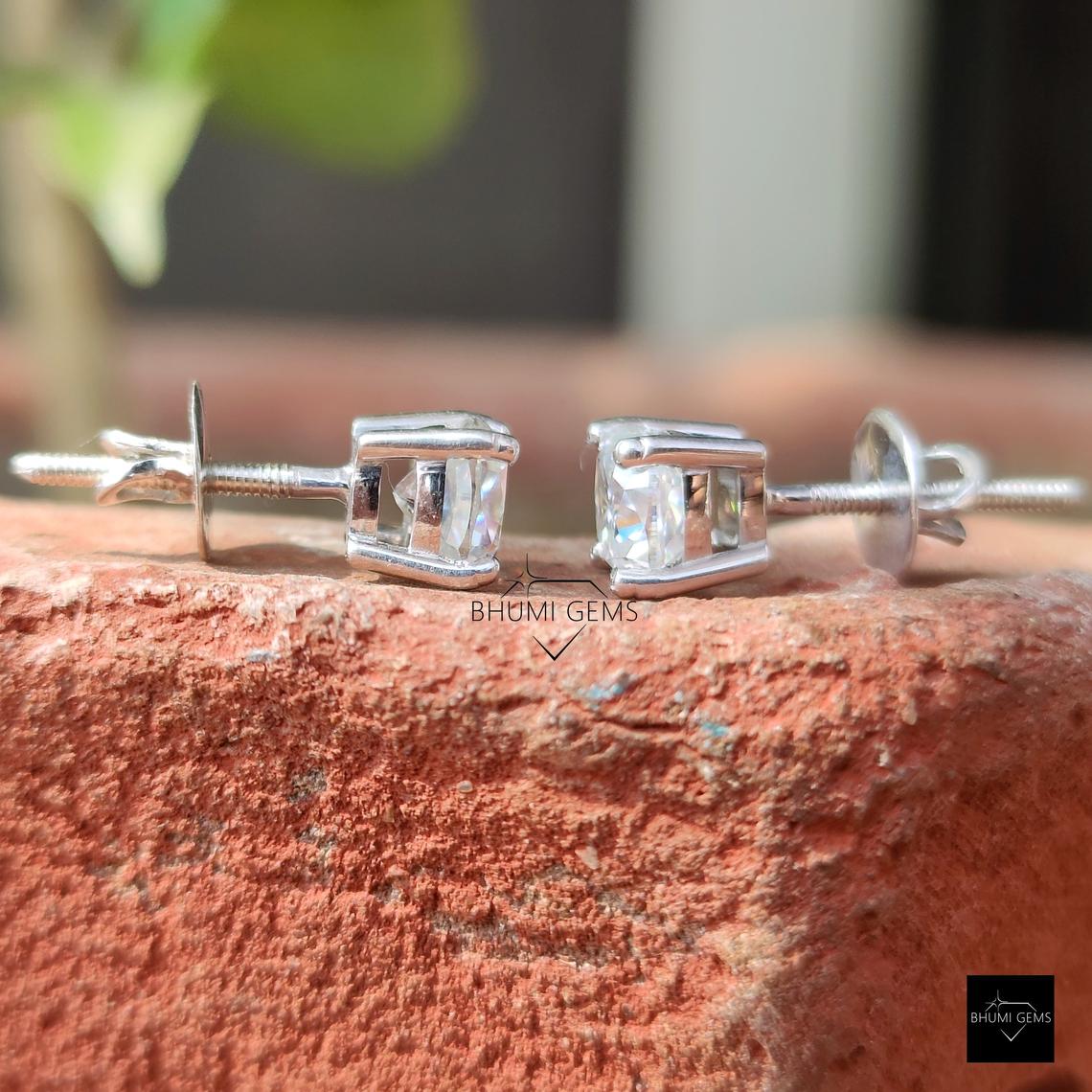 2TCW Cushion Cut Colorless Moissanite Earrings - view 5