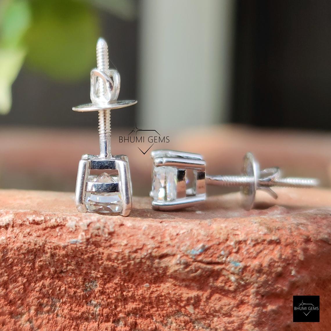 2TCW Cushion Cut Colorless Moissanite Earrings - view 6