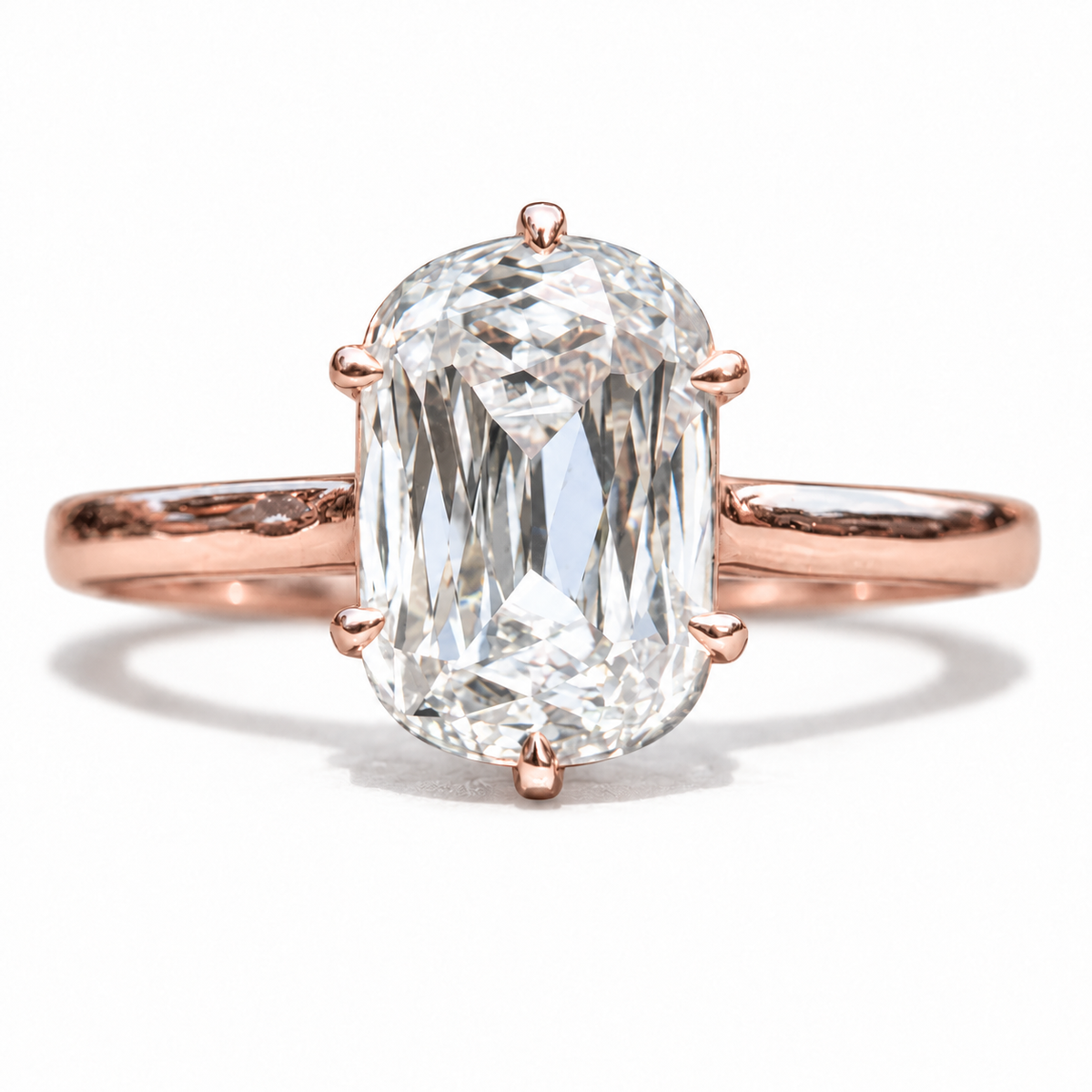 3 CT Cushion Criss Cut Moissanite Engagement Ring - Rose gold - front view