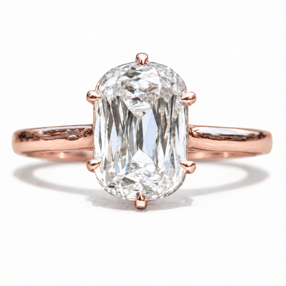 3 CT Cushion Criss Cut Moissanite Engagement Ring - Rose gold - front view