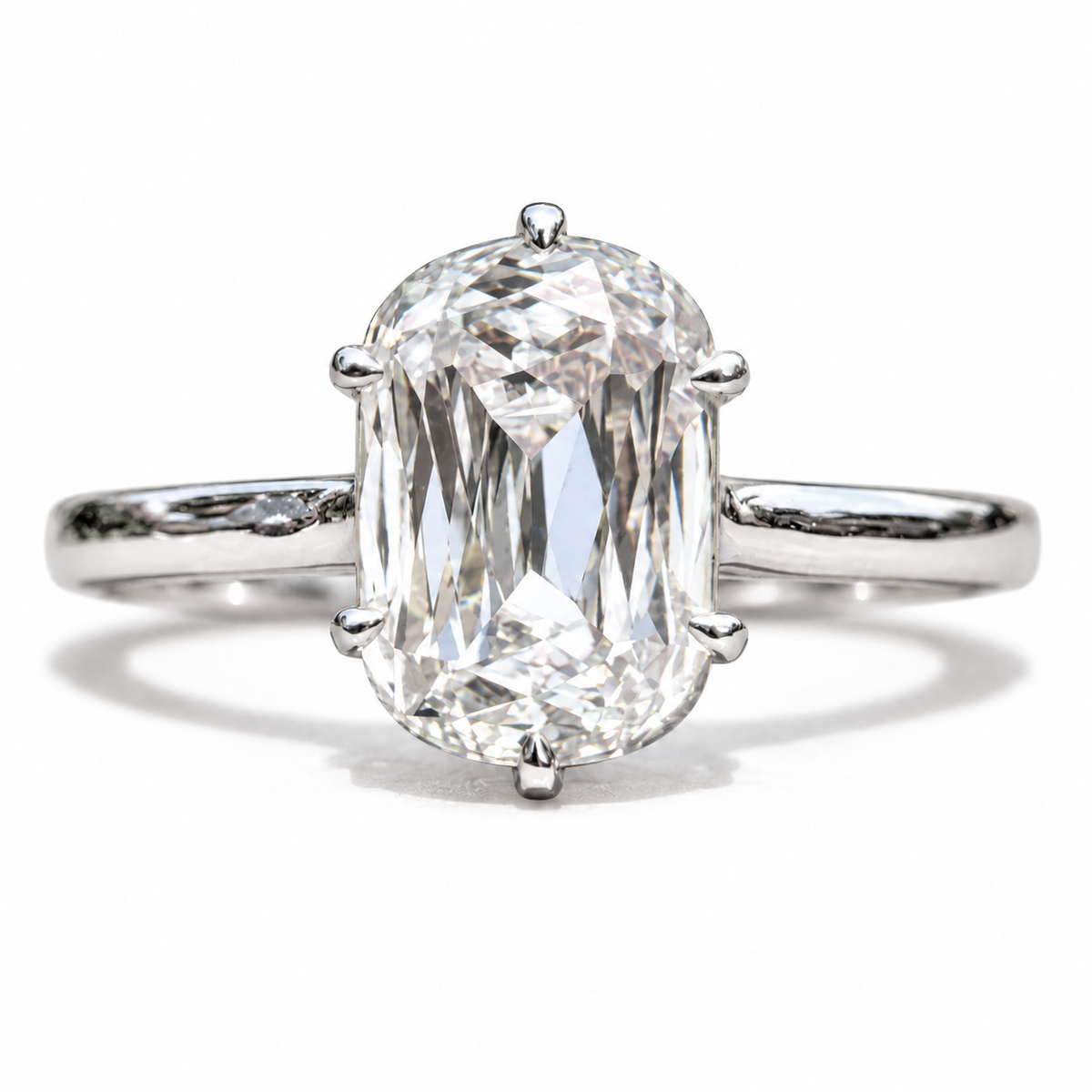 3 CT Cushion Criss Cut Moissanite Engagement Ring - White gold - front view