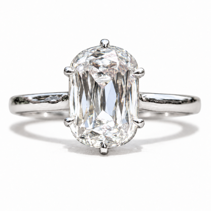 3 CT Cushion Criss Cut Moissanite Engagement Ring - White gold - front view