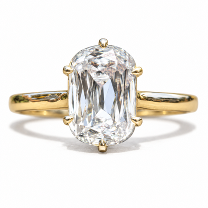 3 CT Cushion Criss Cut Moissanite Engagement Ring - Yellow gold - front view