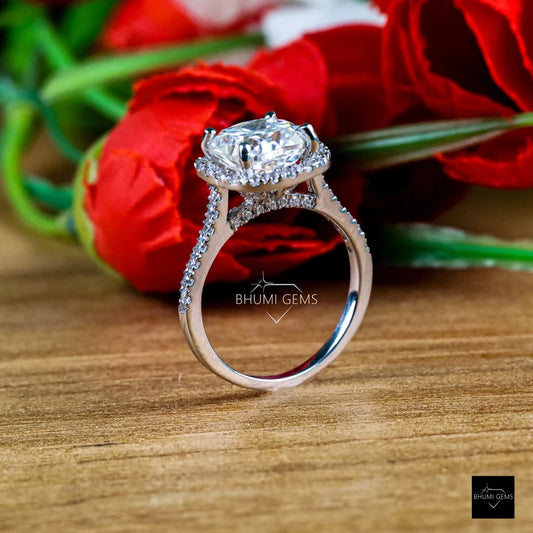 3 CT Cushion Cut Halo Moissanite Wedding Ring - view 2
