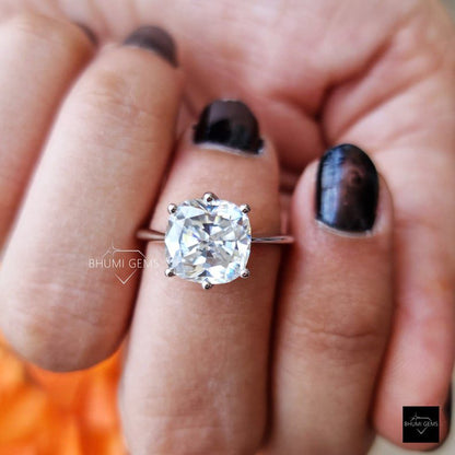 3 CT Cushion Colorless Moissanite Engagement Ring - view 5