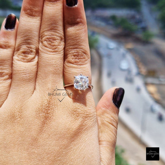 3 CT Cushion Colorless Moissanite Engagement Ring - view 2