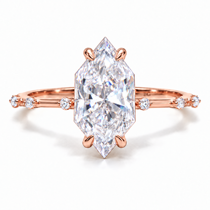 3 CT Dutch Marquise Cut Moissanite Engagement Ring - Rose gold - front view