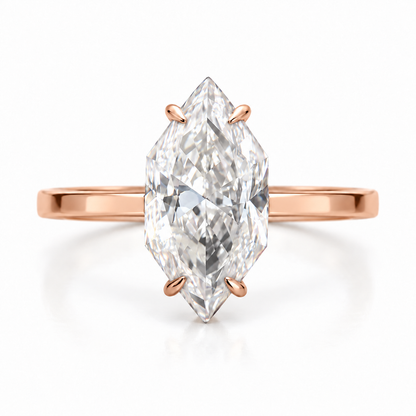 3 CT Dutch Marquise Cut Moissanite Ring - Rose gold - front view