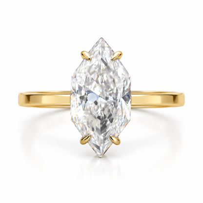3 CT Dutch Marquise Cut Moissanite Ring - Yellow gold - front view