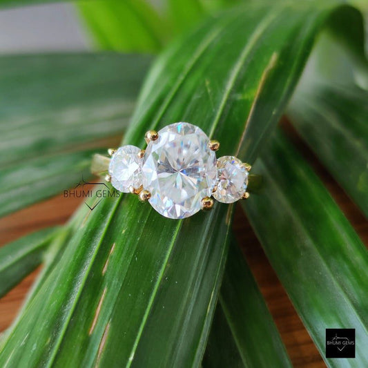 Three Stone Moissanite Engagement Ring