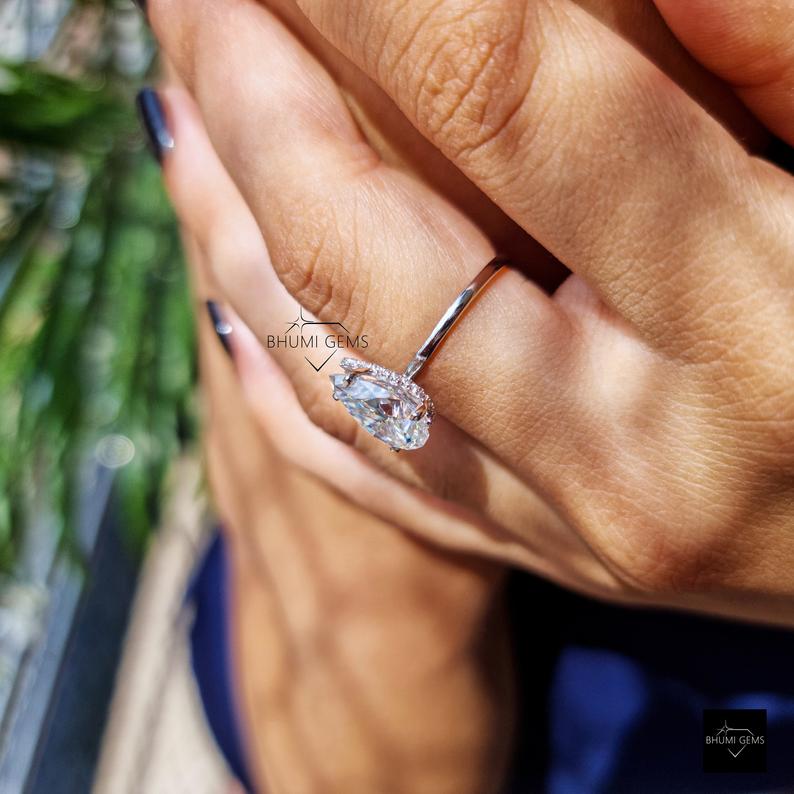 3 CT Pear Moissanite Solitaire Ring - view 5