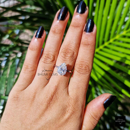 3 CT Pear Moissanite Solitaire Ring - view 3