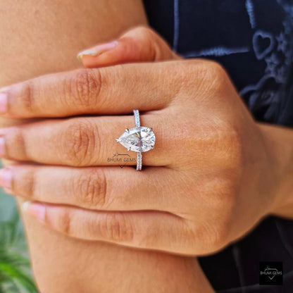 3 CT Pear Moissanite Engagement Ring - view 3