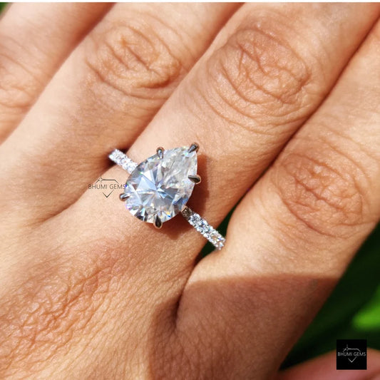 3 CT Pear Moissanite Engagement Ring - view 2