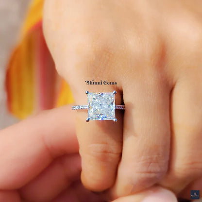 3 CT Princess Moissanite Engagement Ring - view 2
