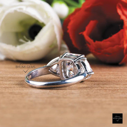 3 CT Radiant & Trillion Cut Three Stone Moissanite Engagement Ring - view 5