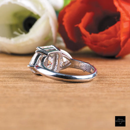 3 CT Radiant & Trillion Cut Three Stone Moissanite Engagement Ring - view 4