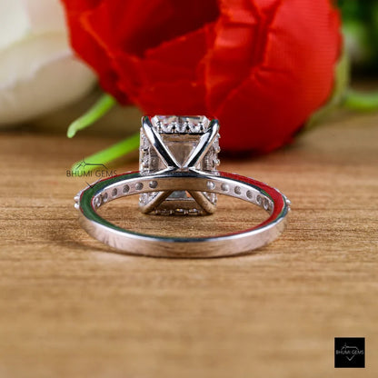 3 CT Radiant Solitaire Moissanite Engagement Ring - view 4