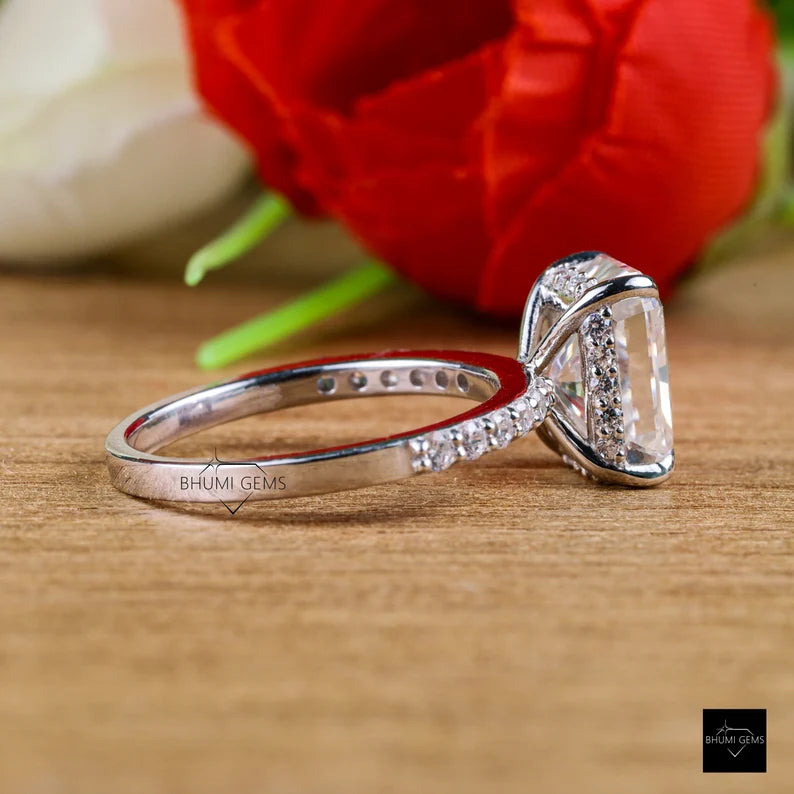 3 CT Radiant Solitaire Moissanite Engagement Ring - view 5
