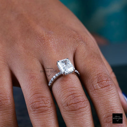 3 CT Radiant Solitaire Moissanite Engagement Ring - view 6