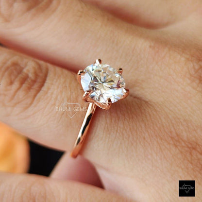 3 CT Round Cut Moissanite Engagement Ring - view 2