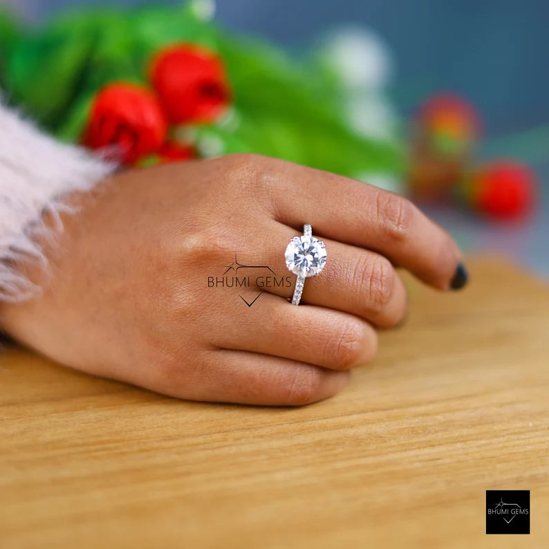 3 CT Round Moissanite Engagement Ring - view 5