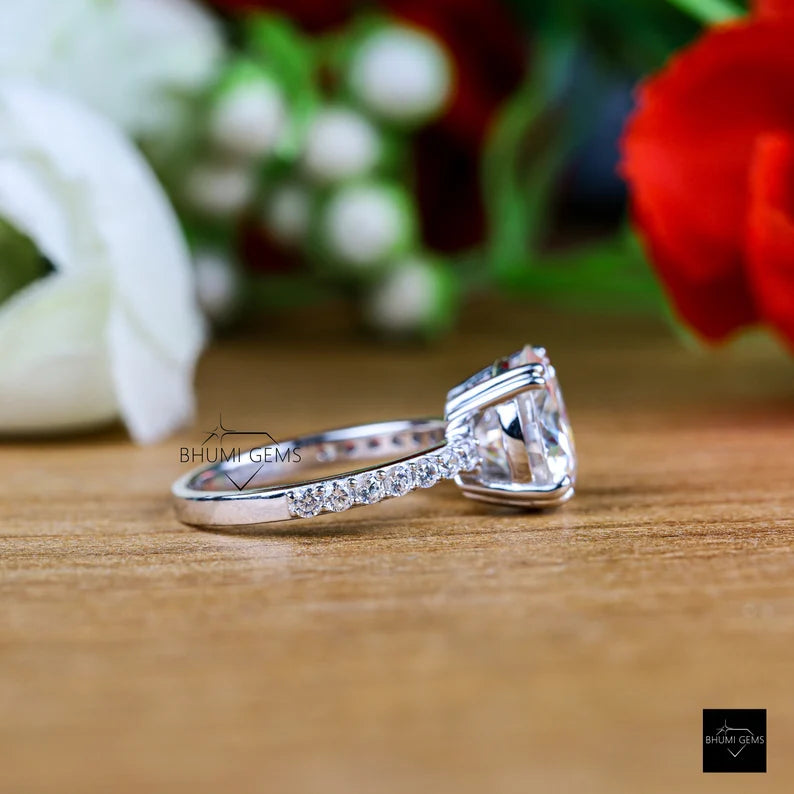3 CT Round Moissanite Engagement Ring - view 2