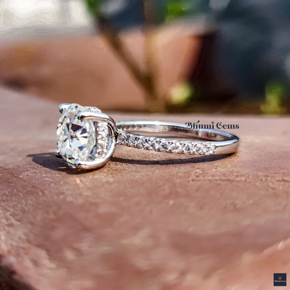 3 CT Round Old European Cut Moissanite Engagement Ring - view 6