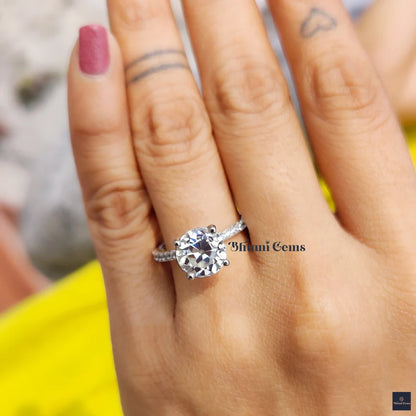 3 CT Round Old European Cut Moissanite Engagement Ring - view 4