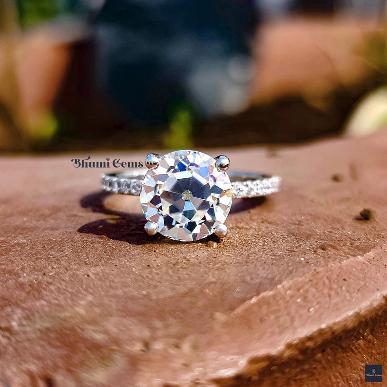 3 CT Round Old European Cut Moissanite Engagement Ring - view 2
