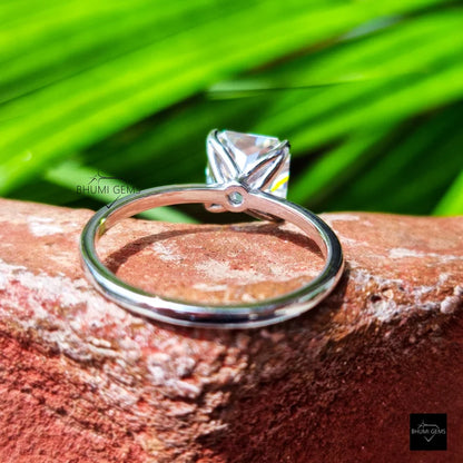 3 CT Square Radiant Cut Moissanite Solitaire Ring - view 4