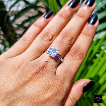 3 CT Square Radiant Cut Moissanite Solitaire Ring - view 3