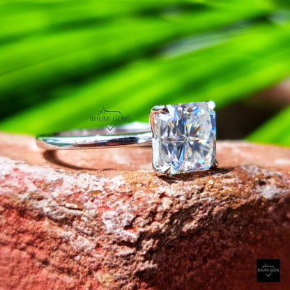3 CT Square Radiant Cut Moissanite Solitaire Ring - view 2
