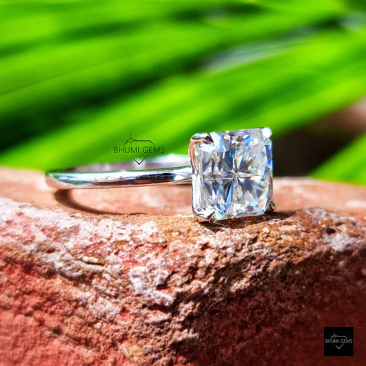 3 CT Square Radiant Cut Moissanite Solitaire Ring - view 2