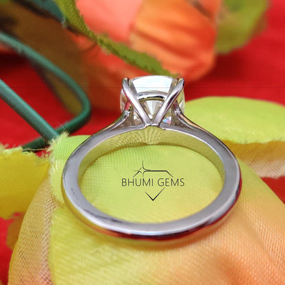 3.06 TCW Cushion Cut VVS1 Colorless Moissanite Engagement Ring | Solitaire Ring | Ring For Her | Wedding Ring | Silver Gold Ring | Bhumi Gems