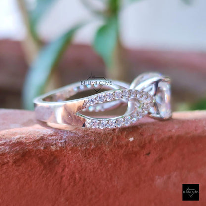3.38TCW Cushion Cut Moissanite Split Shank Wedding Ring - view 4