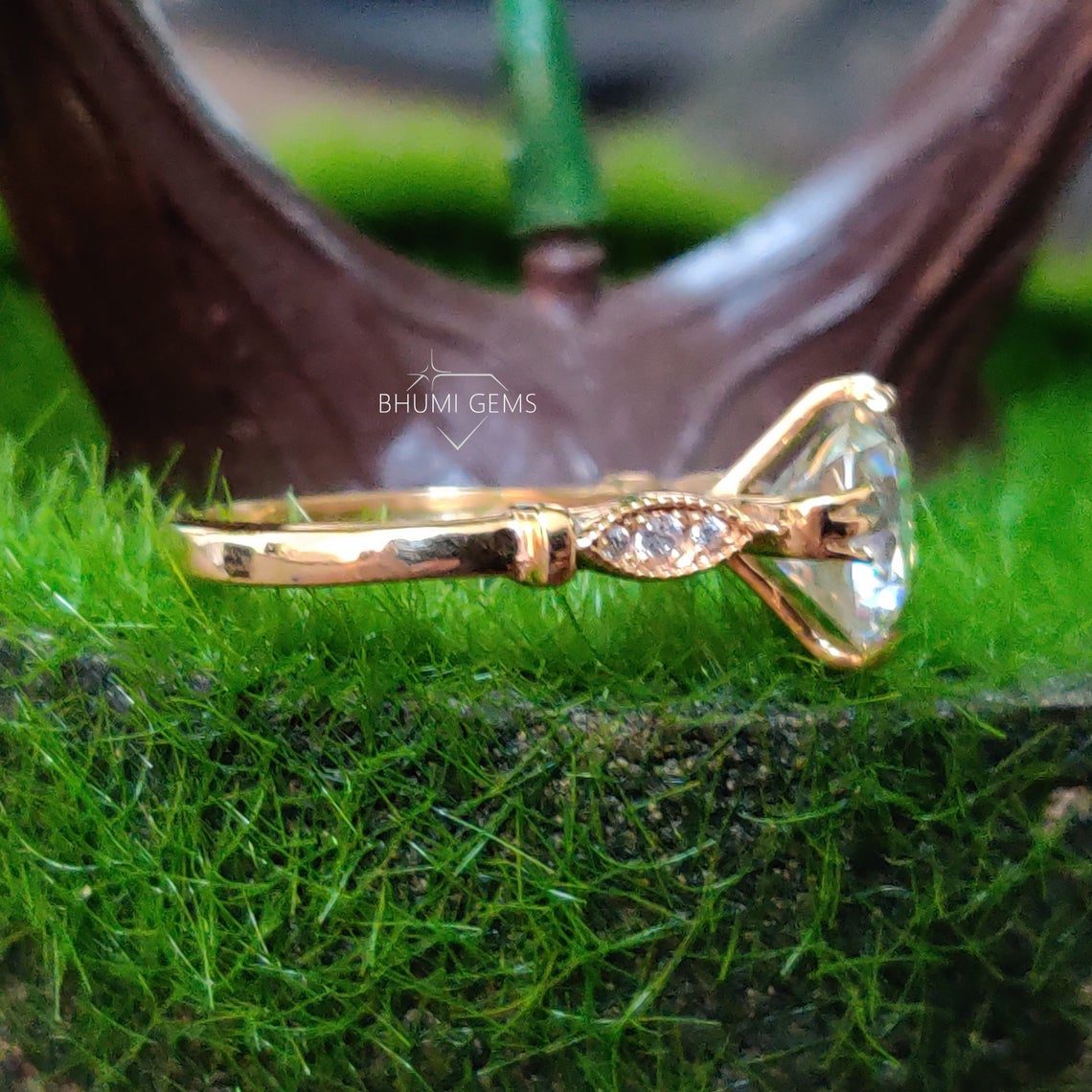 3.14TCW Round Old European Cut Moissanite Engagement Ring - view 3