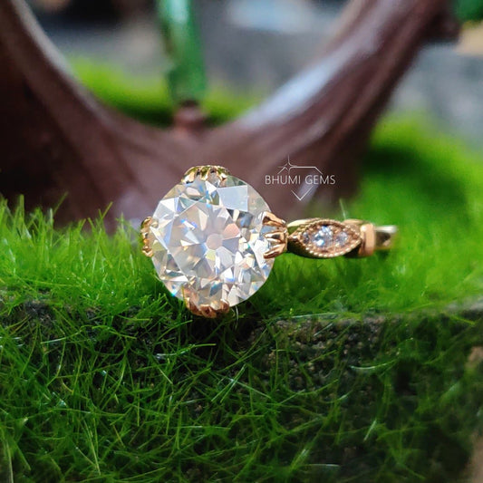 Moissanite Bridal Vintage Ring | Round Old European Cut