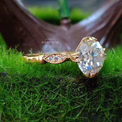 3.14TCW Round Old European Cut Moissanite Engagement Ring - view 2