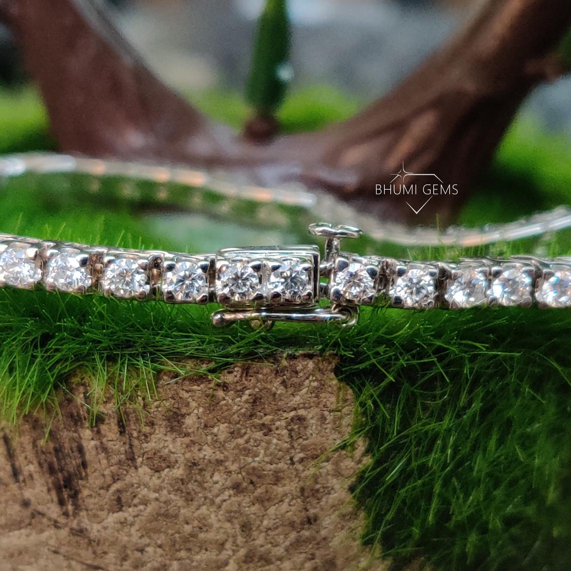 3.19TCW Round Colorless Diamond Moissanite Bracelet - view 3